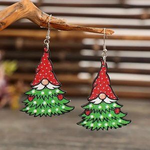 3/$12~Christmas Tree Gnome Earrings
